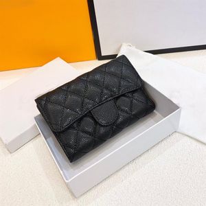 Classical Women Wallets Bag Brand Caviar Leather Business Card Holder Genuine Credit Fashion Purses 220329 488