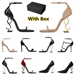 Damen Sandalen Luxus Kleid Schuhe Designer Sneakers High Heels Lackleder Goldton Schwarz Nude Lady Sandalen Party Hochzeit Pumps Schuhe mit Box