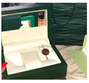Scatole per orologi da uomo, custodie di colore verde onda con carte e documenti di certificazione del marchio, set completo con scatola per borse