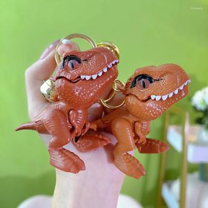 Anahtarlıklar net kırmızı tyrannosaurus rex ısırık el oyuncak anahtarlık yaratıcı dinozor kolye çift sırt çantası hediye dekorasyon toptan