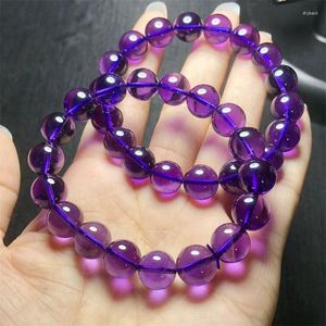 Strand Natural Amethyst Armband Round Beads Women Men Healing Energy Smyckelälskare gåva 1st 10mm