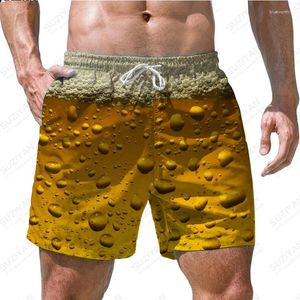 Herren Shorts 2023 Sommer Verkauf Strandhose Gelbes Bier 3D-Druck Hawaiianischer Casual-Stil