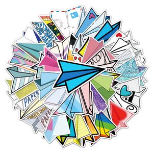 50pcs cartoon paper airplane graffiti waterproof creative stickers PVC scooter diy car personality decoration