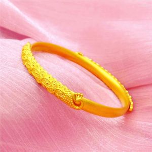 Bangle Vintage Closed Mouth Ancient Method Peacock Hard Gold Bracelet Female Long Lasting Solid Copper Plated Jewelry Bangles