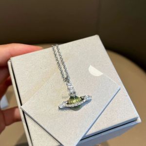 Ins Niche Design Senior Style Rhinestone temperament collarbone chain female light luxury literary retro Saturn necklace