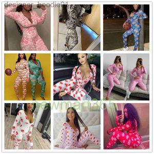 Womens Jumpsuits Rompers Designer Women Jumpsuits Rompers Nightwear Playsuit Workout Button Bodysuit Skinny Hot Print long sleeve Vneck Pajama Onesies Plus Size L