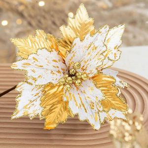 Flores decorativas flor artificial decoração interior realista dourado decoração de natal interior/exterior fornecimento de natal para compras