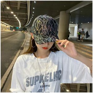 Ball Caps Cap Thin Embroidery Sequins Lace Hollow Mesh Adjustable Sun Curved Eaves Baseball Sport Sunsn Perform Dance Hat W86 Drop Del Dh0Dc