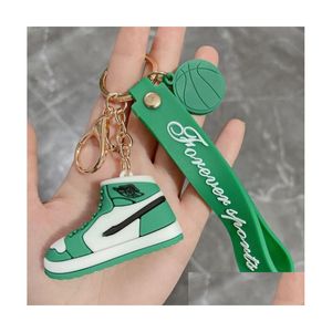 9 färger Designer Sile 3D Sneaker Keychain med handrep toppnyckelring för män Kvinnor Fashion Shoes Basketball Drop Delivery