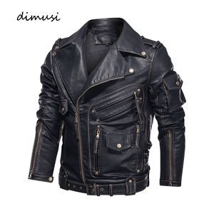 Men's Leather Faux DIMUSI Winter Mens Jacket Men Fashion Motorcycle PU Cool Zipper Pockets Coats Clothing 230912