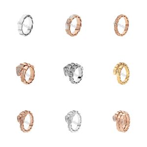 Luxuriöser Schlangenknochenring, Designerringe für Damen und Herren, Modetrendmarke, Roségoldring, Paarring aus Sterlingsilber, personalisierbar, mit Original-Geschenkbox, Größe 5–11