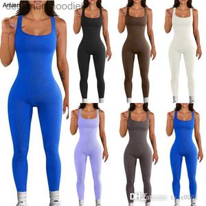 Womens Jumpsuits Rompers 2023 Summer Women Active Jumpsuits Sexy Sleeveless Vest Onesies Knitted Bodysuits Butt Lifting Jumpsuit Square Neck Slim Sexy Workout Rom