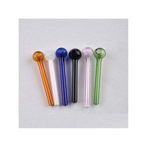 Tubo di vetro colorato da 3,9 pollici Tubo per olio per unghie Tubi Jumbo Bruciatore portatile Pyrex spesso Tubo per fumo Rosa Blu Verde Gancio per tabacco trasparente Dh8Fo