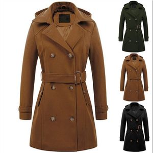 Women's Wool Blends Autumn and Winter Women Woolen Coat Hooded Tweed Jacket för kvinnor 230912