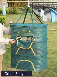 Other Home Storage Organization 7050cm Foldable Drying Fishing Vegetable Fish Net Hanging Rack 13 Layer Clothing 230912