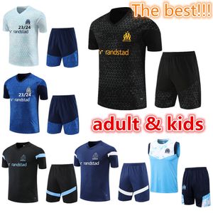 2023 2024 adult short sleeve tracksuit MILIK PAYET Marseilles survetement Training suit maillot 22 23 24 Olympique kids training jerseys set man sleeveless vest