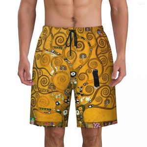 Męskie szorty Tree of Life autor: Gustav Klimt Board Men Cool Beach Briefs Malowanie sztuki Szybkie suche puszki pływackie