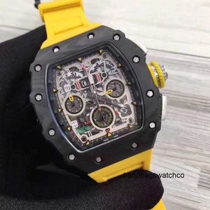 Milles İzle Richardmile Watches Business and Boş Boşluklar Büyük Dial Liad Karbon Fiber Mens Tam Otomatik Mekanik Takvim Kişilik Bant Moda FRJ