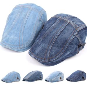 Berretti Autunno Jeans Berretto Cappello per uomo Donna Casual Berretto in denim unisex aderente Sun Cabbie piatto Gorras244y