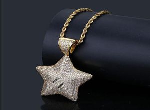Men Women 3D Super Star Bling Bling Pendant Micro Pave Iced Out Cubic Zirconia Pendant Necklace hip hop Jewelry with gift box124198553795