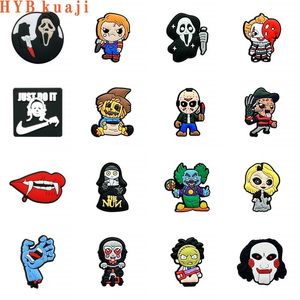 Hybkuaji 100st halloween fest skräckfilm sko charms grossistskor dekorationer pvc spännen för skor