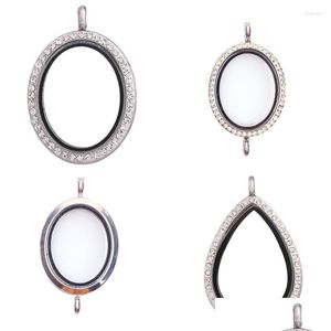 Anhänger Halsketten 10 stücke Legierung Kristall Geometrische Glas PO Oval Floating Medaillon Living Memory Handgemachte Schmuck Drop Lieferung Anhänger Dhzbo