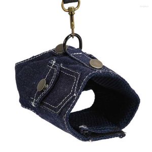 Dog Collars Jean Jacket Harness Soft Comfortable Breathable Denim Vest With Nylon Leash For Pet Cat Supplies