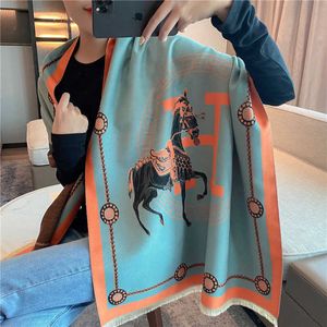 16% OFF High end brand travel cashmere scarf women's reversible dual use winter versatile thickened air conditioning shawl