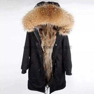 Herrenfell Kunstpelz Parka Männer Winterjacke mit Kapuze Natur Raccoon Futter Jacken Mann Real Fell Coat 201104L230914