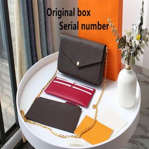 2021 Women Hand Valcs Quality Quality Leather Poundes Messenger Female Classic Wallet with Box Small Tote Crossbody Bag229H