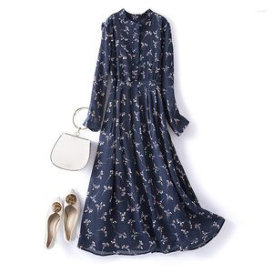 Casual Dresses Spring-Summer 2023 Fashion Temperament Slim Fit Print Chiffon Dress Women's Long Plus Size Fat