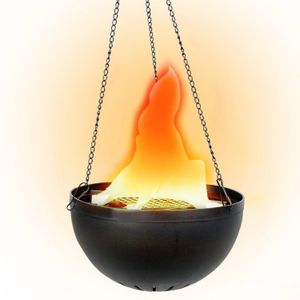 Annan scenbelysning Fake Fire Flame Light Hanging Bowl Style Led Electric Brazier Lamp för julfestdekorationer med realistiska DHFWD