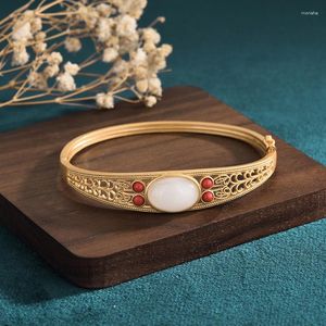 Bangle 2023 An Jade White Girl Retro Ancient Gold Noble Quality Bracelet