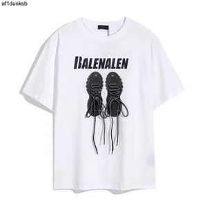 Tee Balencaigaly Balencigaly Camiseta masculina manga e feminina solta Paris Daddy tênis sapato camisa curta estampa amante gola redonda respirável roupas grandes grandes