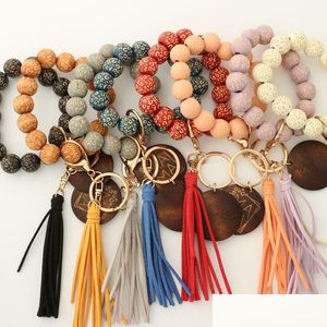 Muttertags-Buchstabendruck, Holzperlen-Armband, Schlüsselanhänger, Sonnenblumen-Armband, Perlen, Damen-Schlüsselanhänger, 8 Farben, Drop-Lieferung