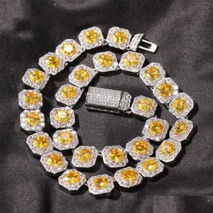 Hip Hop losowane łańcuchy biżuteria moda męska łańcuch tenisowy Naszyjnik Złoty różowy żółty kamień naszyjniki