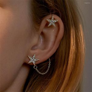 Dangle Earrings Dainty Stars Chain Zircon For Women Girls Korean Fashion Pentagram Pendant Jewelry Party Wedding Accessories Gifts