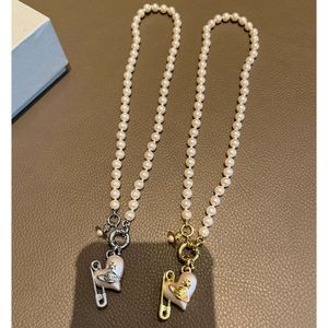 Seiko Empress Dowager's Love Pins Pearl Necklace Gold Silver Heavy Touch小さくて人気のあるファッションジュエリー