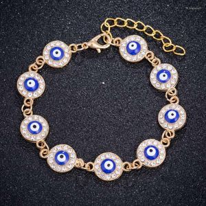 Braccialetti a maglie Bracciale fortunato turco maligno occhio azzurro per donna 2023 perline di cristallo catena d'oro gioielli regali per fidanzata