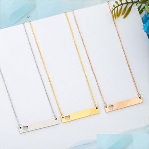 Pendant Necklaces Love Heart Necklace Fashion Gold Solid Blank Bar Stainless Steel For Buyer Own Engraving Jewelry Diy Drop Delivery P Dhogc