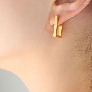 Hoop Earrings Minar Simple 18K Gold PVD Plated Stainless Steel Waterproof Hollow Out Rectangle Geometric For Women Oorbellen