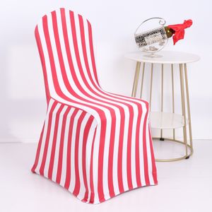 6 Stück Stretch-Spandex-Stuhlhussen, gestreifte Hochzeitsbezüge in Rot und Weiß