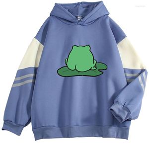 Kvinnors hoodies 2023 Kpop Lotus Leaf Frog Hoodie Men/Women Casual Student Sweatshirt Streetwear Harajuku unisex pullover klänning överdimensionerad tee