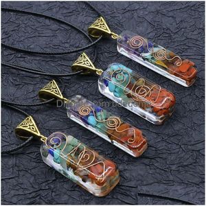 Anhänger Halsketten Crystal Bar Yoga 7 Chakra Orgon Energie Heilung Halskette Naturstein für Frauen Modeschmuck Will und Sandy Dro Dh3Hv