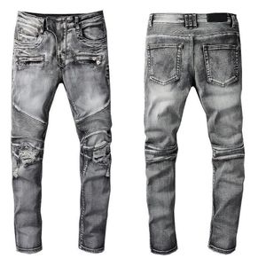Designer män jeans lila jeans rippade broderi patch jeans motorcykel jeans mäns mode svartblå vita små ben byxor jeans