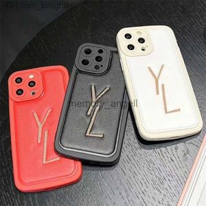 Shell Cell Shell Iphone Phones Case para Iphone 14 Pro 13 Pro Max 12 Mobile Phone Shell Couro Genuíno Lettering Capa Traseira Shell Para Amantes Z230728 HKD230914