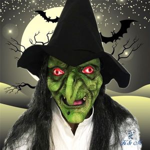 New Arival Hot Selling Happy Halloween Creepy Demons FaceMask Witches with Long Hair Evil Cosplay Props Latex Party Toy