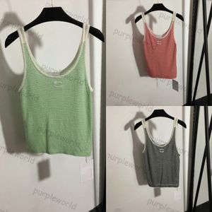 Cropped T Shirt Womens Knitted Vest Designer Embroidered Striped Tank Top Sleeveless Breathable Knitted Jumper Top