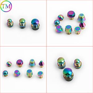 Bag Parts Accessories 6mm 8mm 10mm 13mm Rainbow Double Cap Rivets Stud Round Nail Spike Round Head Screw Back Rivets For Diy Handbag Craft Accessories 230914