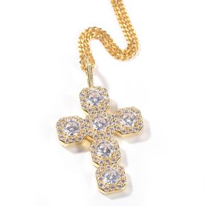 Iced Out Cross Pendant Guldhalsband Fashion Mens Hip Hop Halsband smycken Drop Delivery Dho9f